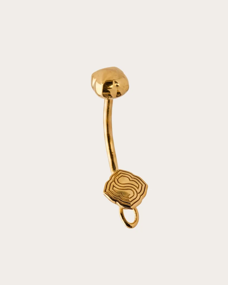 Piercing base Siklah in oro giallo, barretta con anello per charm